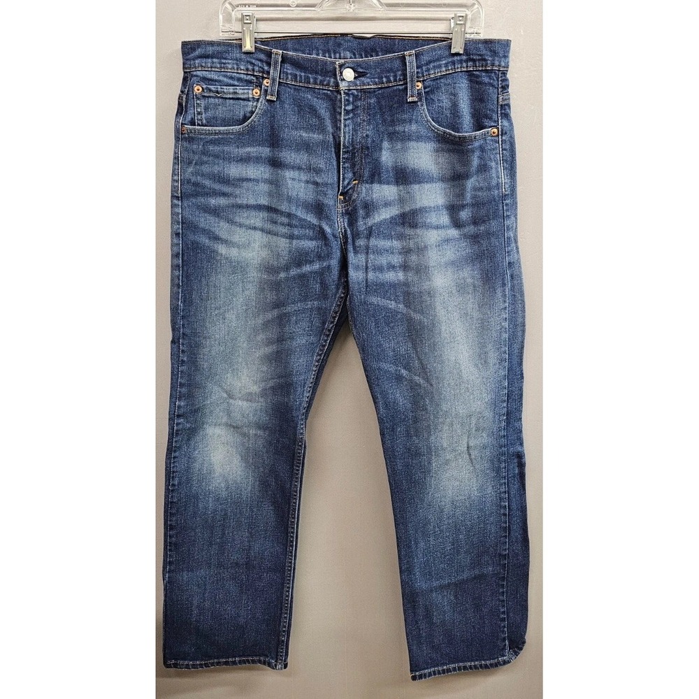 Levi's 569 Loose Straight Fit Jeans Mens 34x32 Blue Whiskering Denim Medium Wash